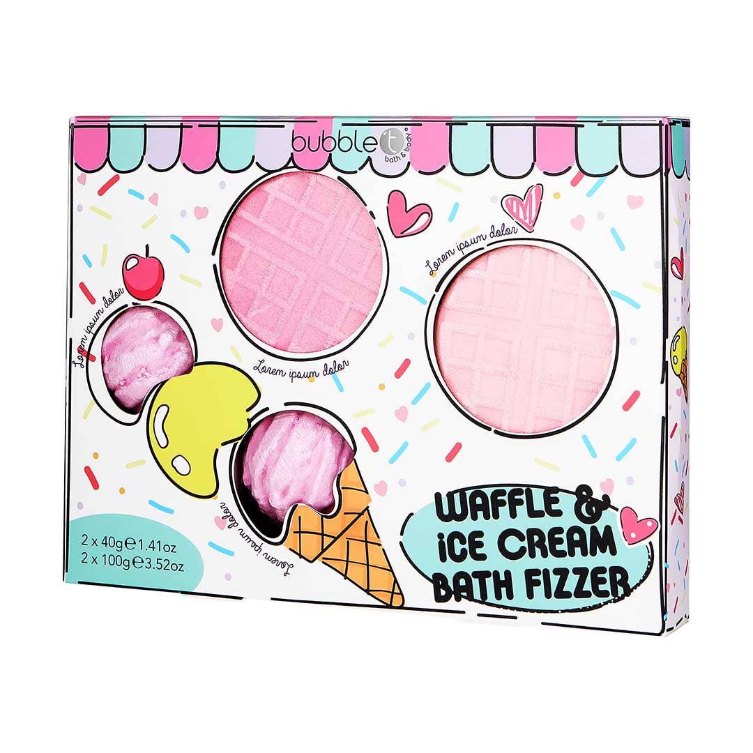 Geschenkset „Waffle & Ice Cream“ -Badebombe — 4er-Set