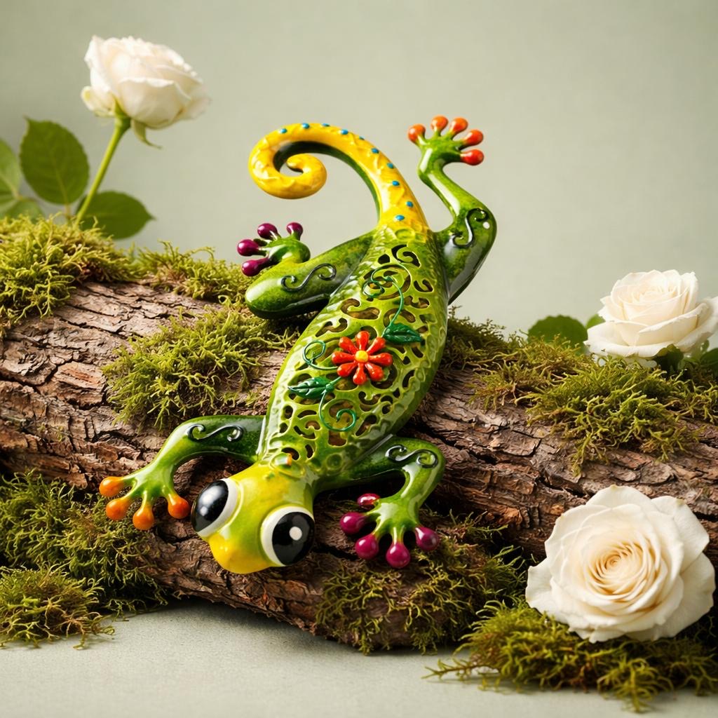 anddeko Eidechse aus Metall – dekorative Salamander Figur für Garten & Zuhause (33 cm)