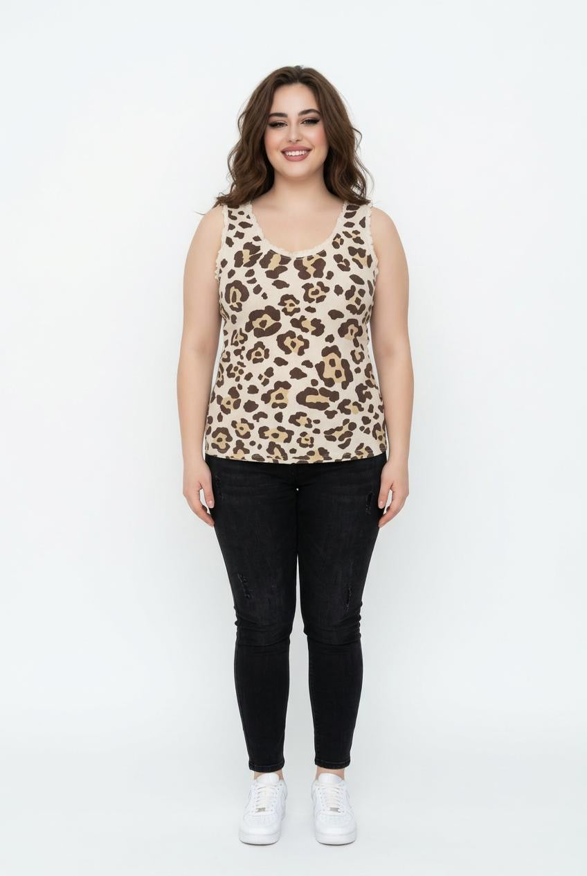 Leopard Top „Made in Italy“ | Stretch | One Size 36–52