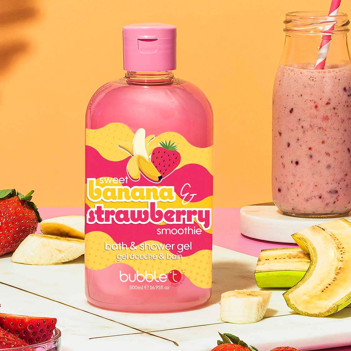 🍓🍌 Bath &amp; Shower Gel „Banana &amp; Strawberry Smoothie“ – 500 ml