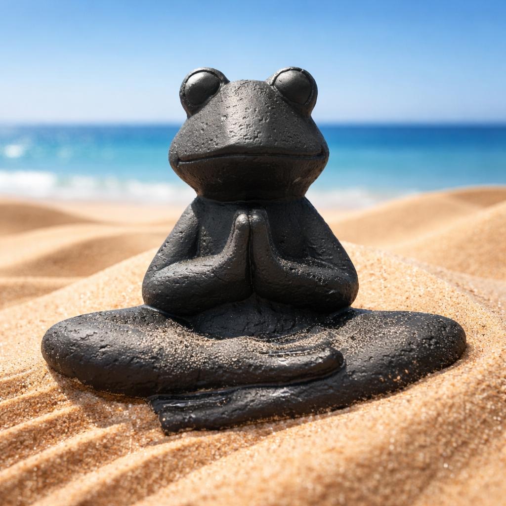 Yoga Frosch Dekofigur aus Terrakotta – meditative Gartenfigur – verschiedene Designs (18–26 cm)