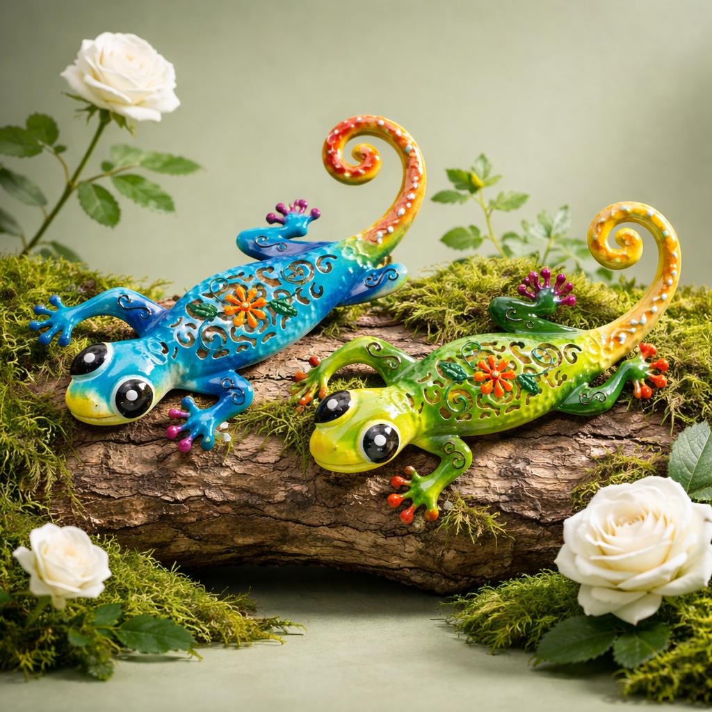 anddeko Eidechse aus Metall – dekorative Salamander Figur für Garten & Zuhause (33 cm)