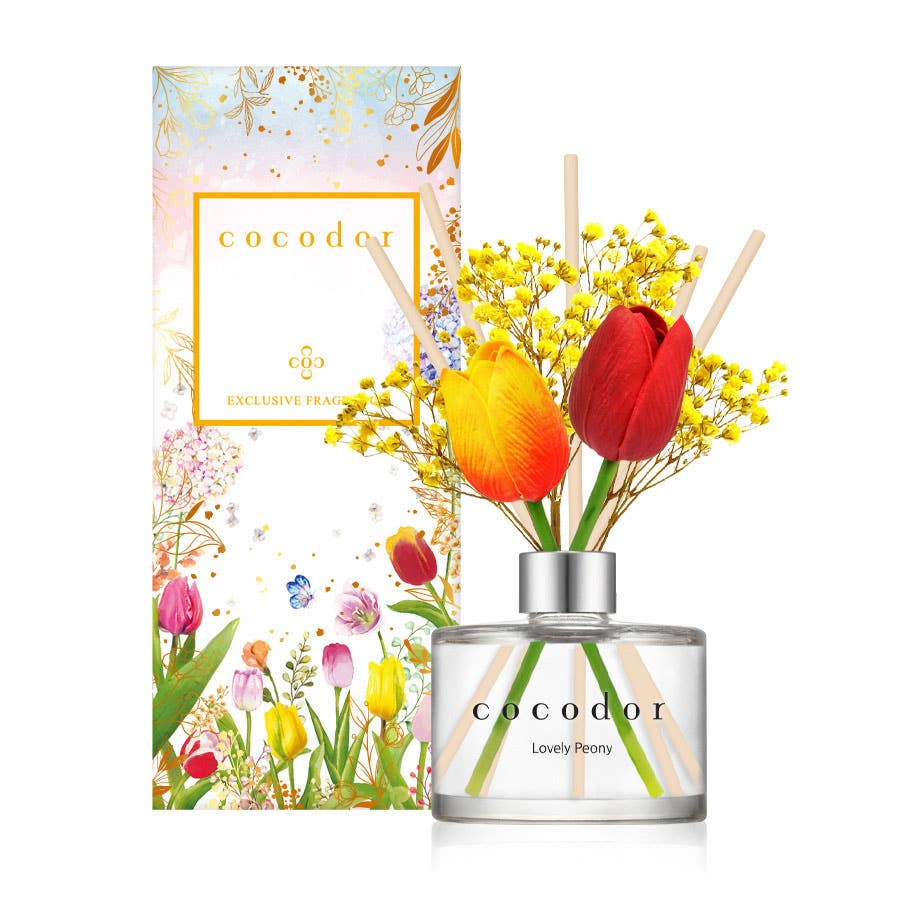 Cocodor Tulip Flower Diffuser – Lovely Peony – Raumduft mit Tulpendekor – 200 ml
