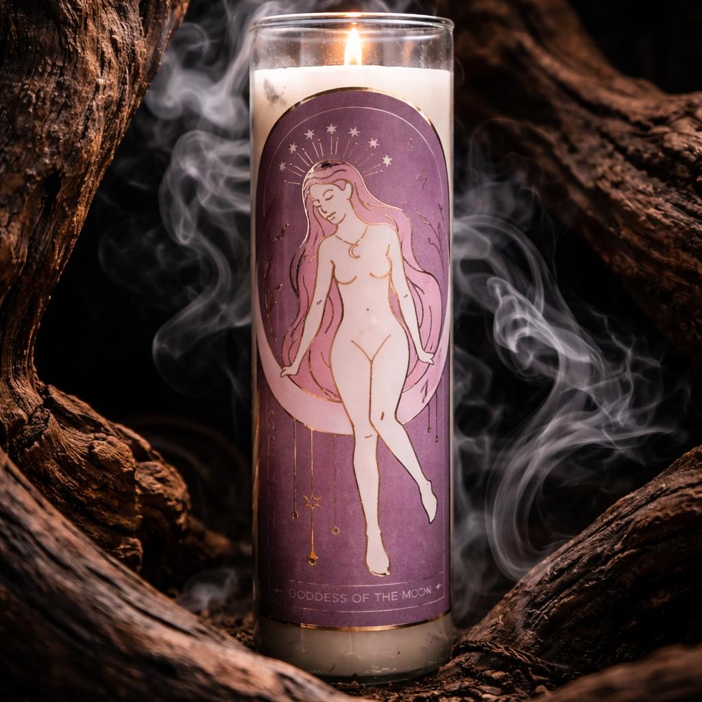 Duftkerze „Selene – Goddess of the Moon“ – Duftkerze im Glas – Frankincense mit Amethyst
