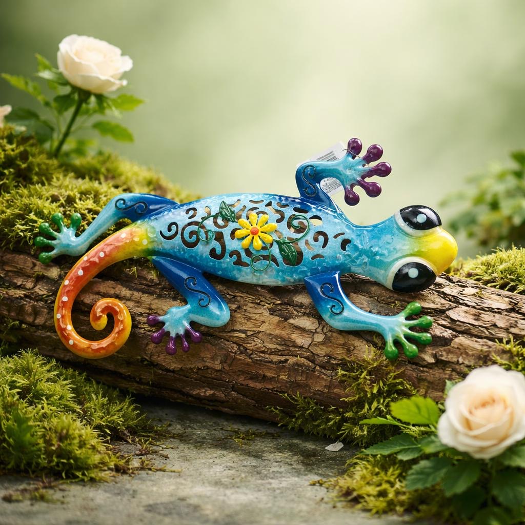 anddeko Eidechse aus Metall – dekorative Salamander Figur für Garten & Zuhause (33 cm)