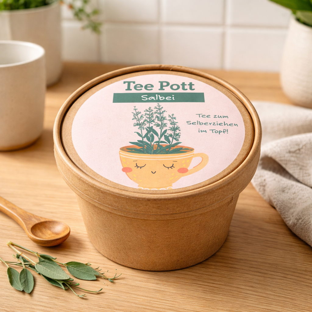 🌿 Tee Pott „Salbei“ – Anzuchtset für frischen Kräutertee