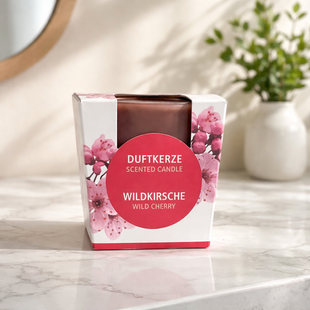 🕯️ Duftkerze Wildkirsche im Glas – Süß & feminin für dein Zuhause 🍒✨