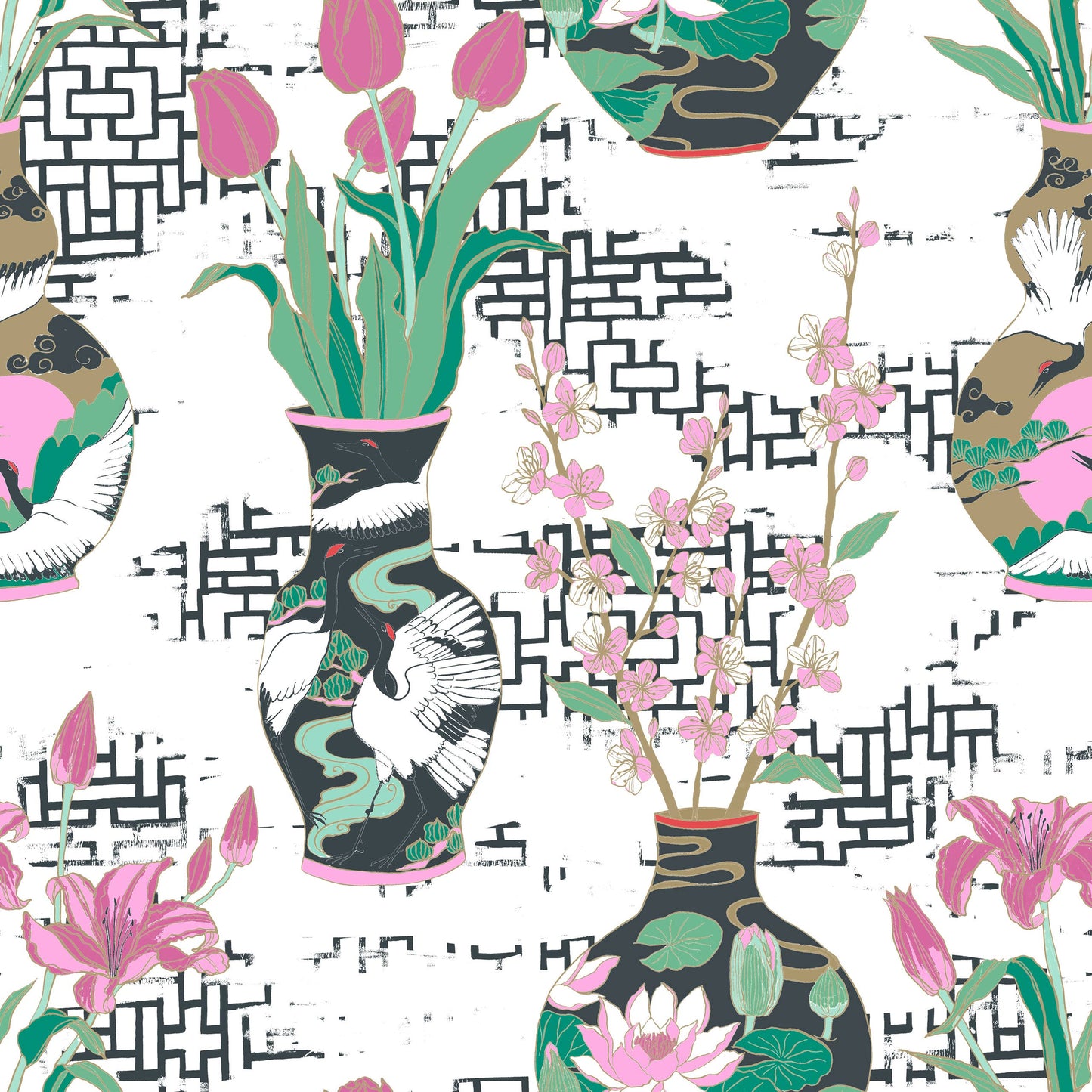 Ishiko Bettbezug-Set mit Blumenmuster, Weiß