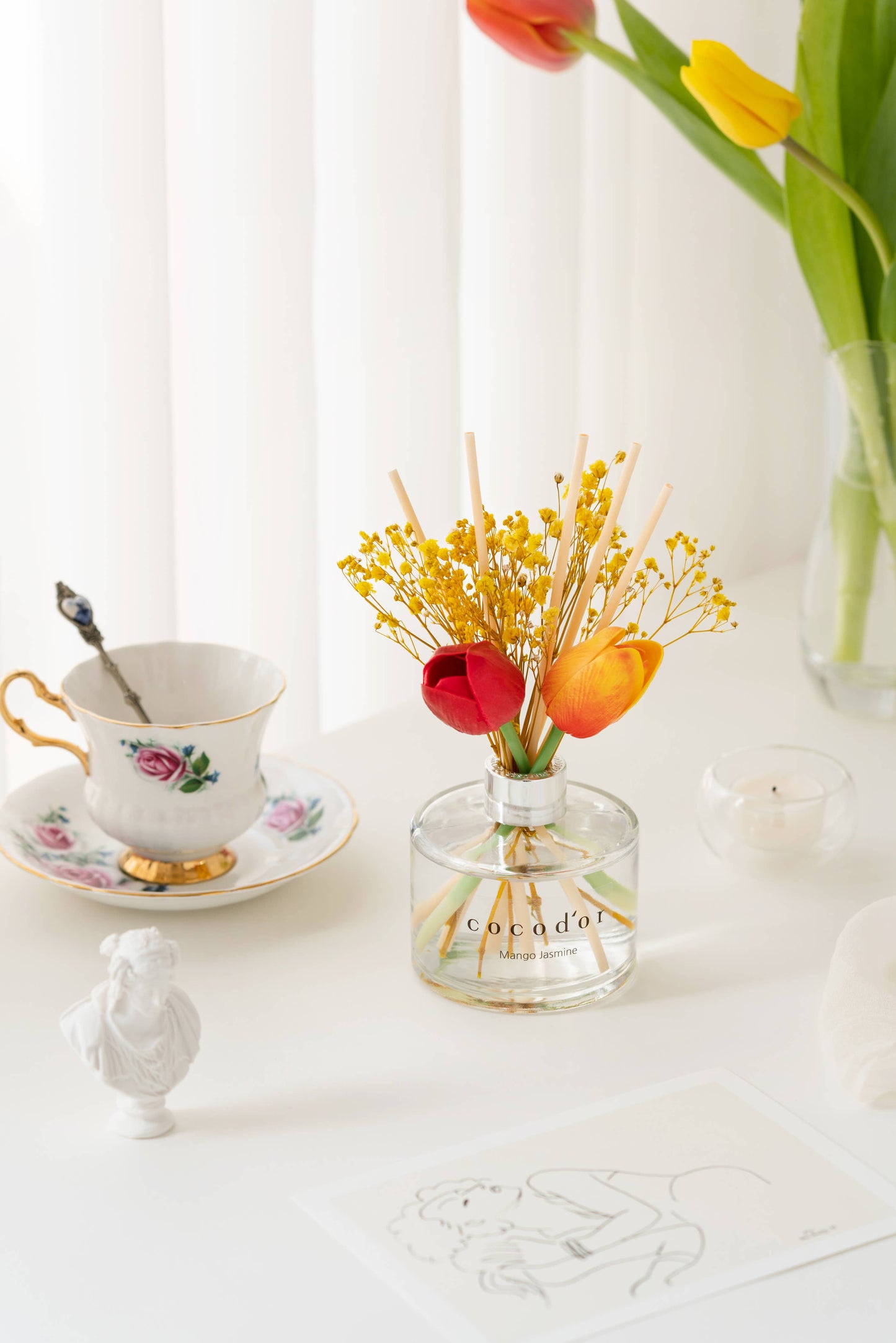 Cocodor Tulip Flower Diffuser – Lovely Peony – Raumduft mit Tulpendekor – 200 ml